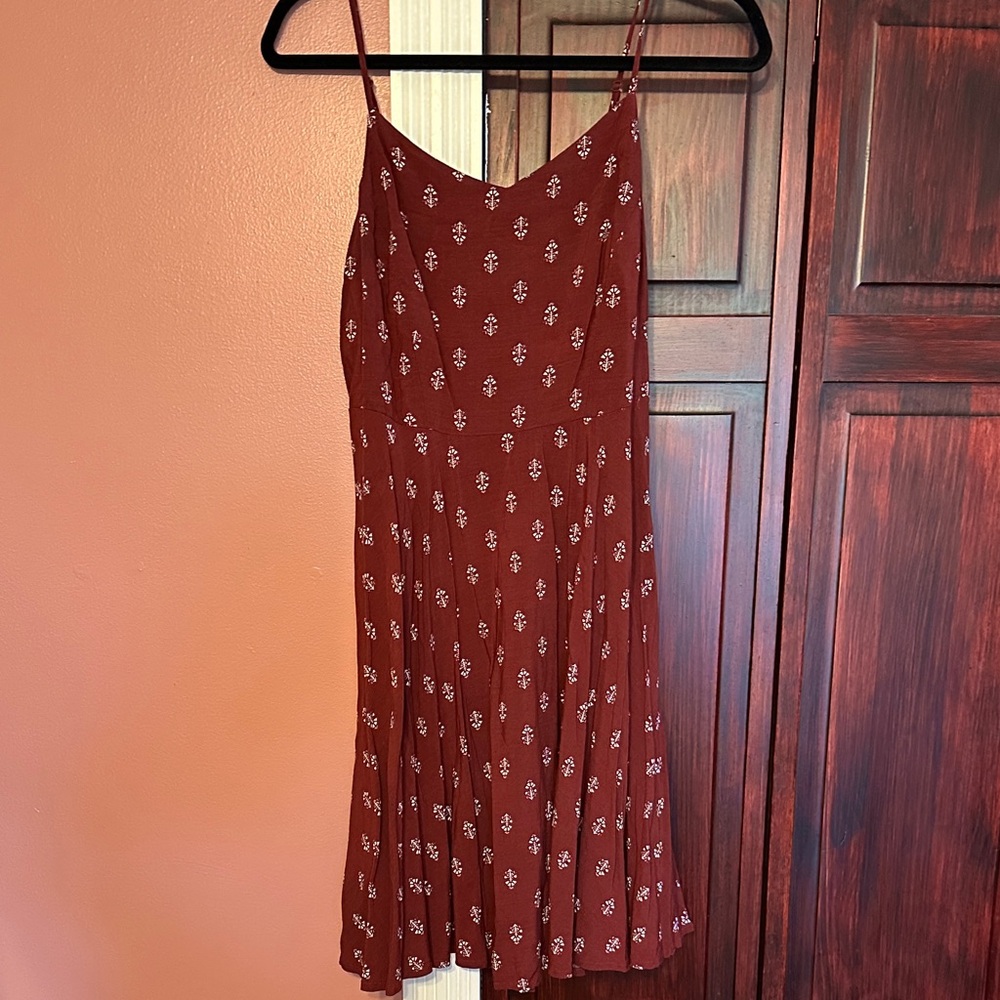 Old Navy Rust Mini Dress with Floral Design